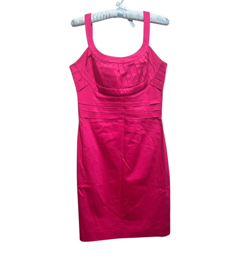 Calvin Klein dress bodycon hot pink lined adjustable strap pleats on chest Sz 6